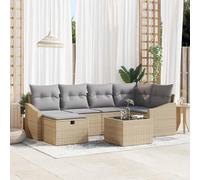 Modern Outdoor Sectional Sofa Set 7-Piece with Cushions, Poly Rattan Garden Patio Furniture, Modular Seating Group with Ottoman and Coffee Table, Weather-Resistant for Backyard, Poolside