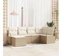 Modern Outdoor Sectional Sofa Set 8 Pieces with Cushions, Beige Cream All-Weather Wicker Patio Furniture, Modular Garden Conversation Set for Terrace, Poolside, Backyard, Includes Storage & Table