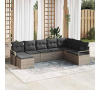 Modern Outdoor Sectional Sofa Set 8 Pieces with Cushions, Black and Cream All Weather Wicker Patio Furniture for Garden, Terrace, Modular Waterproof Rattan Conversation Set with Storage Ottoman