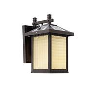 Modern Outdoor Wall Sconce Dusk To Dawn Rectangular Led Wall Mount Light,Brown Finish With Glass Shade Ip65 Waterproof Solar Wall Lamp Balcony Patio Backyard Lighting