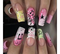 Modern Persist Hoofs Highlighting Fun Musical Record And Glowing Celebratory Y2kbug Aesthetic Long Permanent Comfortable Artificial For Women Quick Studio