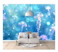 Modern Photo Self-adhesive Wallpaper Fantasy watercolor colorful jellyfish 100x70cm 3D Mural Wall Paper Living Room Tv Bedroom Boy Girl Giant Sticker Home Decor