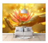 Modern Photo Self-adhesive Wallpaper Golden Hand Lotus Zen 100x70cm 3D Mural Wall Paper Living Room Tv Bedroom Boy Girl Giant Sticker Home Decor
