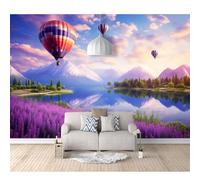 Modern Photo Self-adhesive Wallpaper Scenic hot air balloon lavender mountain 100x70cm 3D Mural Wall Paper Living Room Tv Bedroom Boy Girl Giant Sticker Home Decor