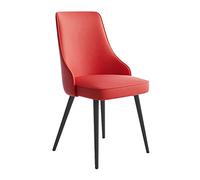 Modern PU Leather Dining Chair Waterproof Metal Legs Stylish for Kitchen & Living Room Counter Height Red & Black Accent Comfortable Seating.