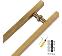 Modern Push Pull Bar Handle, Square Gold, Modern Gate Handle for Shower Sliding Barn/Garage/Farmhouse Glass Door, with Mounting Hardware Kit(Length 150cm(59inch))