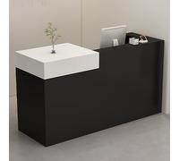 Modern Reception Desk with Lockable Drawer & Open Storage - Commercial Office Checkout Counter 140x50x100cm (Right B) - Ideal for Retail & Business Use