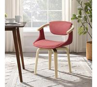 Modern Red Dining Chair Upholstered Polyester Armchair with Wooden Legs Swivel Office Chair Comfortable Living Room Accent Chair Kitchen Furniture Stylish & Versatile