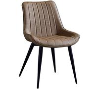 Modern Retro Dining Chair Upholstered Faux Leather Seat Metal Legs Perfect for Home Restaurant Living Room Or Lounge (Camel)