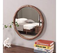 Modern Round Mirror with Black Walnut Frame 50cm 60cm 70cm Stylish Wall Decor for Bedroom Entryway Living Room Home Decoration Accessories