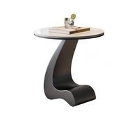 Modern Round Side Table,C Shaped End Table for Couch,Coffee Table with Sintered Stone Tabletop and Metal Frame for Living Room Balcony(Snow Mountain White)