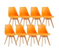 Modern Scandinavian Dining Chairs SGS Certified Natural Beech Wood Legs Ergonomic Backrest Stylish for Kitchen Office Or Bedroom Set of 8 - Orange