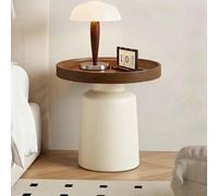 Modern Side Table, End Table with and Solid Wood top Open Shelf Storage | Modern round design with Metal base, decorative style, versatile table for drinks, plants and home décor