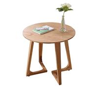 Modern Simple Coffee Tables Full Solid Wood Round Table Pure Oak Balcony Movable Terrace Small Desk (Size : 80cm) (50cm)