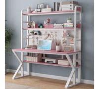 Modern Solid Wood Computer Desk with Storage Shelves & Pegboard Large Study Writing Workstation Table for Home Office (47" L x 69" H x 23,6" D)