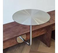 Modern Stainless Steel Wall-Mounted Round Table - Floating Coffee Table for Dining Bars Cake Shops - Leisure Side Table Space-Saving Booth Seat(45cm/17.7in)