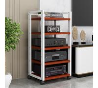 Modern Ste Support sur roulettes en bois pour tourne-disque ou armoire pour salon de jeux et studio Blanc et marron