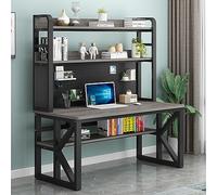 Modern Student Desk with Storage Compartments Pegboard and Large Work Table for Home Office Gray and Black 47"
