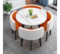 Modern Style Furniture Kitchen Breakfast Bar Table Set with Soft Backrest Seat Dining Round Table and Chair in Black and White Color for Space Saving Office Conference Tables.