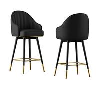 Modern Swivel Barstools Lot de 2 pièces avec support arrière en cuir PU pour bar ou bistro Hauteur 75 cm Bleu