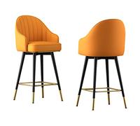Modern Swivel Barstools Lot de 2 pièces avec support arrière et cuir PU pour cuisine Hauteur 65 cm/75 cm Style Orange Design (75 cm de haut)