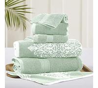 Modern Threads Amrapur Overseas | Artesia Damask Lot de 6 Serviettes Jacquard réversibles en Fil Teint (Sauge)