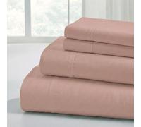 Modern Threads Draps de lit solides en microfibre douce - Draps de lit luxueux en microfibre - Comprend un drap plat, un drap-housse avec poches profondes et des taies d'oreiller, rose pour lit double