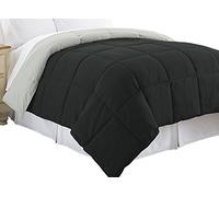 Modern Threads Duvet Insert, Reversible Quilted Down Alternative Comforter with Corner Tabs Couette Anthracite/argenté Queen, Polyester, 224 x 224 x 1 cm