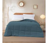 Modern Threads Duvet Insert, Reversible Quilted Down Alternative Comforter with Corner Tabs Couette King Size, Polyester, Corail Bleu/Flocons d'avoine, 264 x 224 x 1 cm