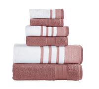 Modern Threads Ensemble de 6 pièces, 2 Serviettes de Bain, 2 essuie-Mains, 2 débarbouillettes, séchage Rapide Blanc/contrasté Reinhart Rosewood