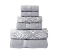 Modern Threads Lot de 6 pièces : 2 Serviettes de Bain, 2 essuie-Mains, 2 débarbouillettes en Fil Jacquard Teint en Fil de Fer uni, Charlize Stone