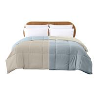 Modern Threads Pacific Coast Textiles réversible Couette Duvet Alt, Polyester, Flocons d'avoine/Dusty, Bleu, Double