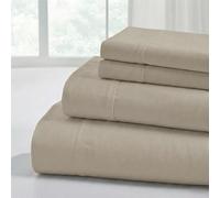 Modern Threads Parure de lit Unie en Microfibre Douce, avec Drap Plat, Drap-Housse avec Poches Profondes et taies d'oreiller, Kaki, lit King Size