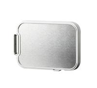 Modern Titanium Slicing Block, Unique Metal Food Prep Holder, Heavy Duty with Reversible Side, Hygienic Serving Container, Sleek Plate with Beveled Edges, Kitchen Gear for Fruit and Cheese