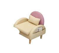 Modern Two-Tone Accent Chair, Faux Leather Upholstery Compact Single Sofa, & Natural Wood Leg for Small Spaces(B)