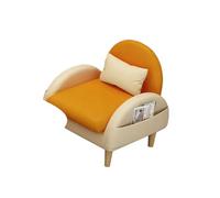 Modern Two-Tone Accent Chair, Faux Leather Upholstery Compact Single Sofa, & Natural Wood Leg for Small Spaces(D)