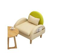 Modern Two-Tone Accent Chair, Faux Leather Upholstery Compact Single Sofa, & Natural Wood Leg for Small Spaces(G)