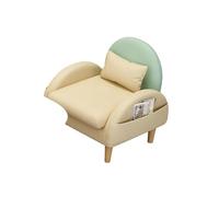Modern Two-Tone Accent Chair, Faux Leather Upholstery Compact Single Sofa, & Natural Wood Leg for Small Spaces(F)