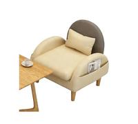 Modern Two-Tone Accent Chair, Faux Leather Upholstery Compact Single Sofa, & Natural Wood Leg for Small Spaces(C)