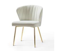 Modern Velvet Dining Chair with Golden Metal Legs Versatile Makeup Chair for Bedroom and Living Room Elegant White Upholstered Accent Chair for Dining Room and Salon