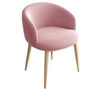 Modern Velvet Dining Chair with Upholstered Seat and Back Metal-Look Wood Legs Soft Fabric Cushion Stylish Pink Design for Home & Kitchen