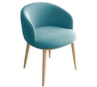 Modern Velvet Dining Chair with Wooden-Look Metal Legs Soft Fabric Upholstered Seat and Backrest - Stylish Blue Accent Chair for Home and Office