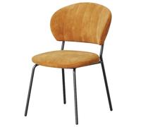 Modern Velvet Dining Chairs Comfortable Padded Kitchen Chairs Without Arms Metal Legs Stylish for Dining Room & Living Room (Orange Black)