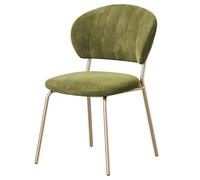 Modern Velvet Dining Chairs Comfortable Padded Kitchen Chairs Without Arms Metal Legs Stylish Seating for Dining Room & Living Room (Green & Gold)