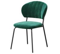 Modern Velvet Dining Chairs Comfortable Upholstered Kitchen Chairs Without Arms Metal Legs for Dining Room & Living Room (Green Black)