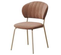 Modern Velvet Dining Chairs Comfortable Upholstered Kitchen Chairs Without Arms Metal Legs for Living Room & Kitchen - Brown & Gold