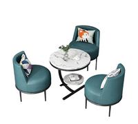 Modern Velvet Living Room Table and Chair Set, Luxury 3/4 Piece Conversation, PU Leather Single Sofa Chairs with Marble(E)