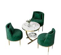 Modern Velvet Living Room Table and Chair Set, Luxury 3/4 Piece Conversation, PU Leather Single Sofa Chairs with Marble(I)