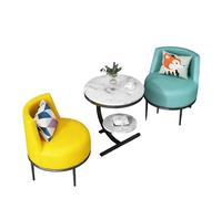 Modern Velvet Living Room Table and Chair Set, Luxury 3/4 Piece Conversation, PU Leather Single Sofa Chairs with Marble(B)