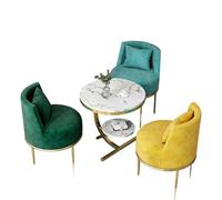 Modern Velvet Living Room Table and Chair Set, Luxury 3/4 Piece Conversation, PU Leather Single Sofa Chairs with Marble(J)